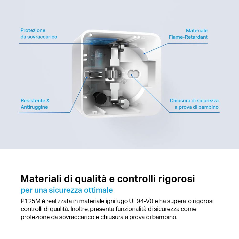 Tapo P125M Matter Presa Smart Italiana, Monitoraggio Energia, WiFi Intelligente Smart Plug, Compatibile con Alexa e Google Home, Controllo Vocale e Remoto, Tempo di Preselezione