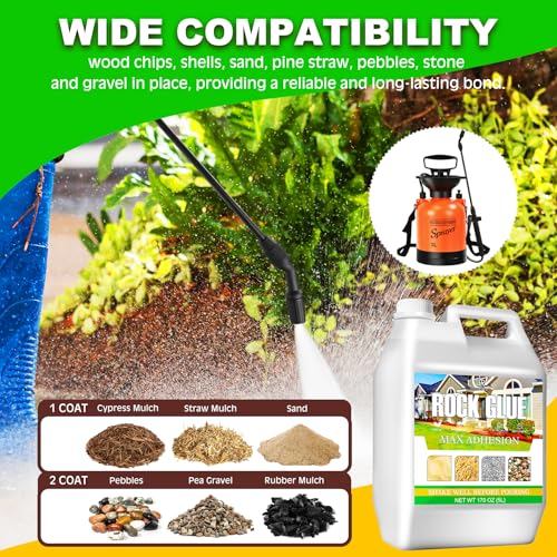 Image of Mulch Glue for Landscaping with Sprayer, 1.3 Gallon Fast-Drying Gravel Glue
