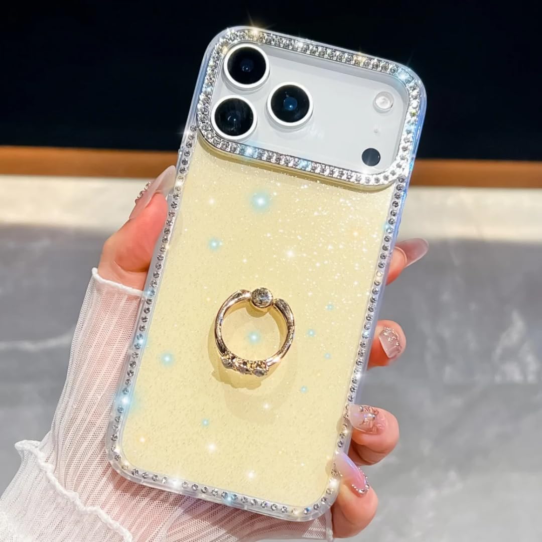 Coque Diamant iPhone 16 Plus Jaune Idéale pour Soirée et Usage Quotidien Festif - 7