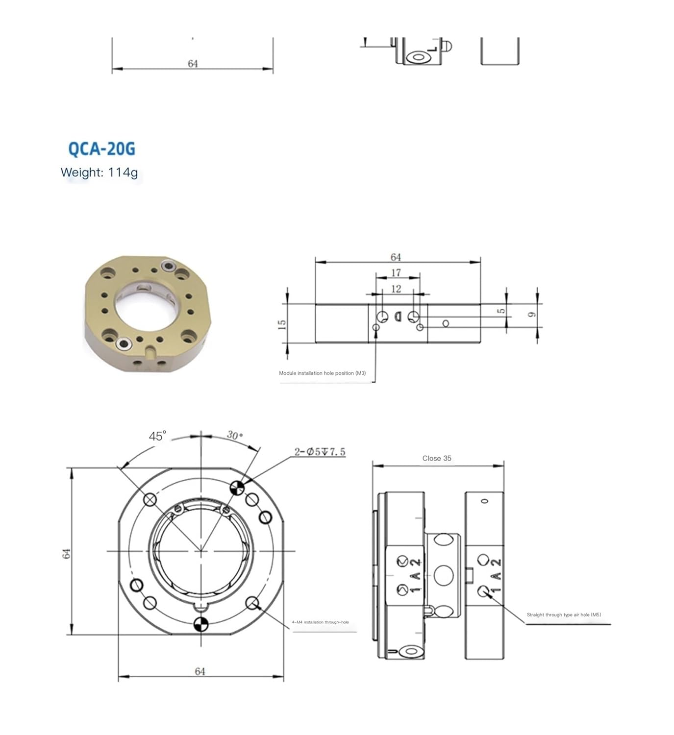 Robotic Quick-Change Disc Manipulator Fixture Assembly for Automated Rapid End-Effector Exchange QCA20(QCSM-08R2-1000(8.Y02127))
