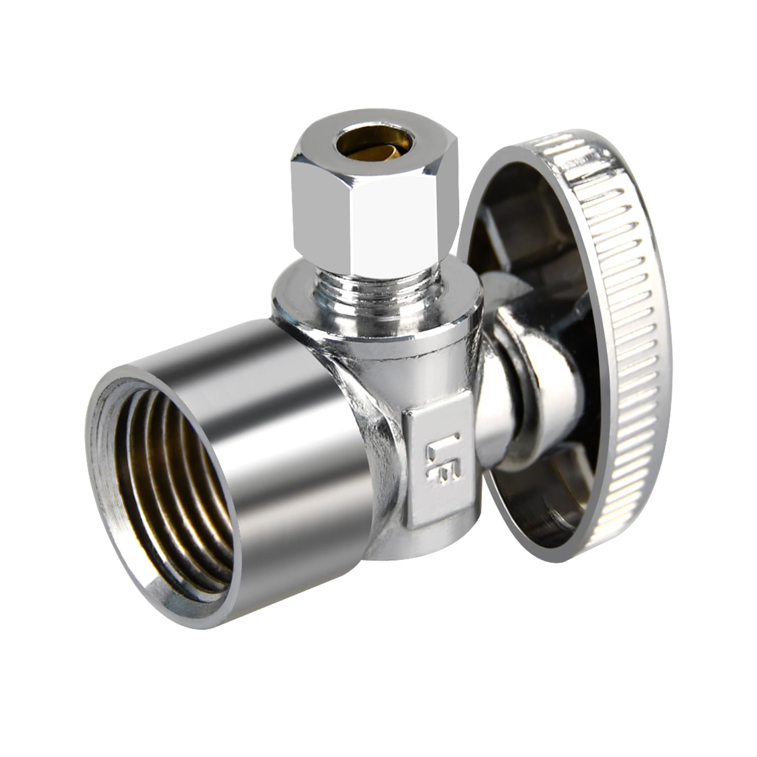 Stop Valves, 1/2" × 3/8" Angle Stop Valve, 1/2" FIP Angle Input, 3/8" OD Compression Output, 1/4 Turn, Chrome Plated Brass for Kitchen, Faucet, Toilet Valves