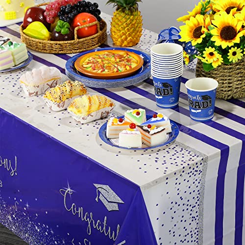 3Pack Class Of 2023 Graduation Tablecloths,Plastic Disposable Tablecloth,Foil Dot Table Cover For 2023 High School University College Graduation Party Decoration,54 X 108 Inch(Purple Blue And Silver) #TOP4