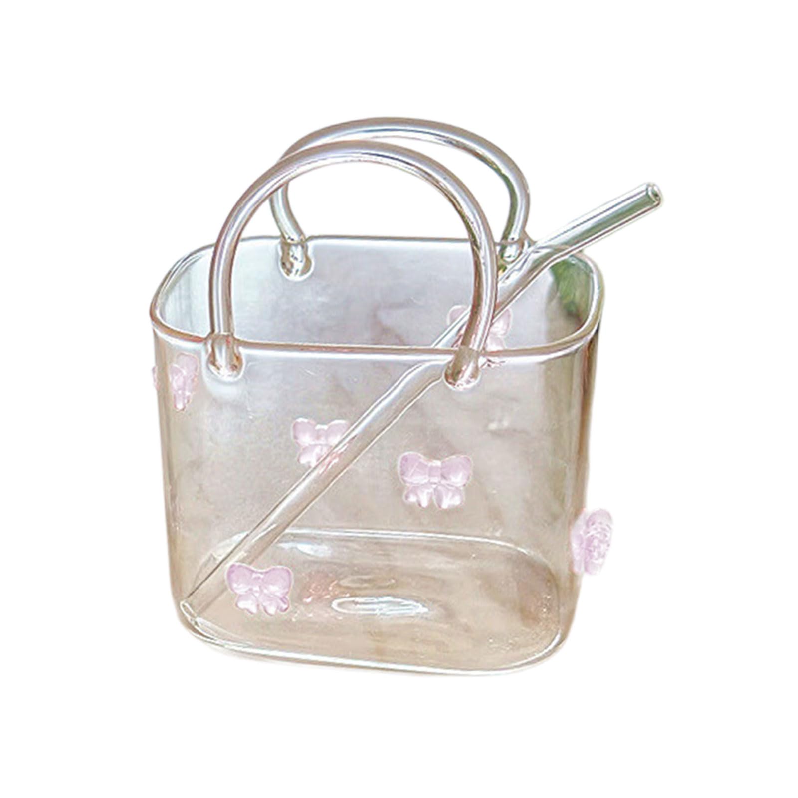 NVOQILIN Fashionable 720Ml Glass Goblet Feature Unique Bowknot Handle Glass Drinking Cup for Various Cold Drink and Parties Flexible Club Glasses for Home