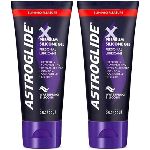 Astroglide Silicone Lube (3oz), X Premium Gel Personal Lubricant for Vaginal and Anal Sex, No Drip Stay-Put, Lube for Men, Women and Couples, Waterproof-for Water Play (Pack of 2)