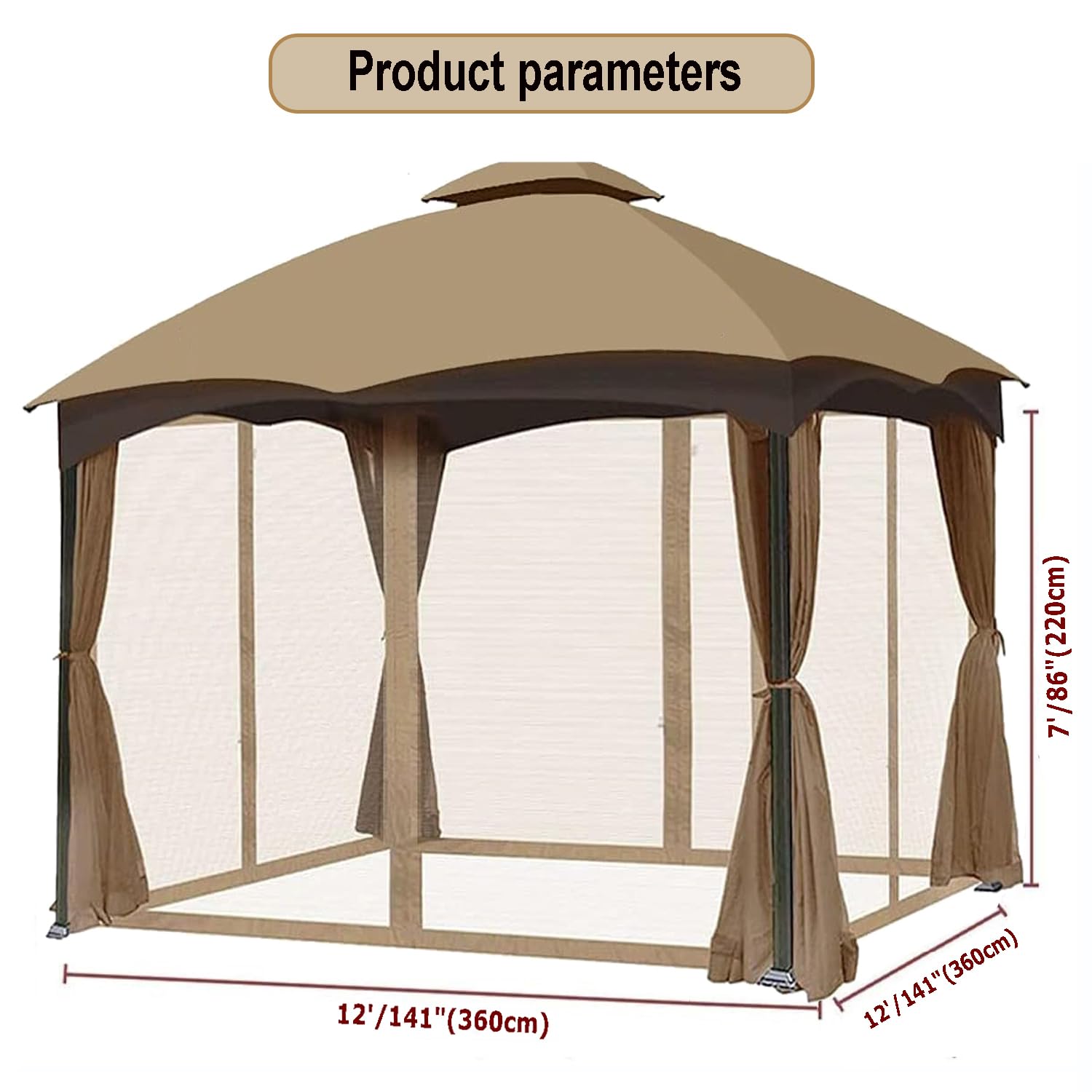Moustiquaire de Remplacement Universelle pour Gazebo