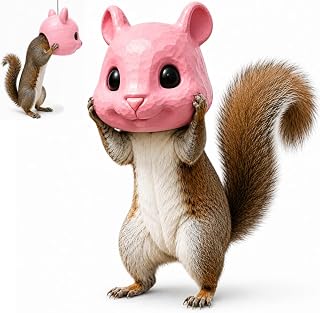 Squirrel Head Feeder, Big Animal Mask for Outdoor Garden Wildlife Decor