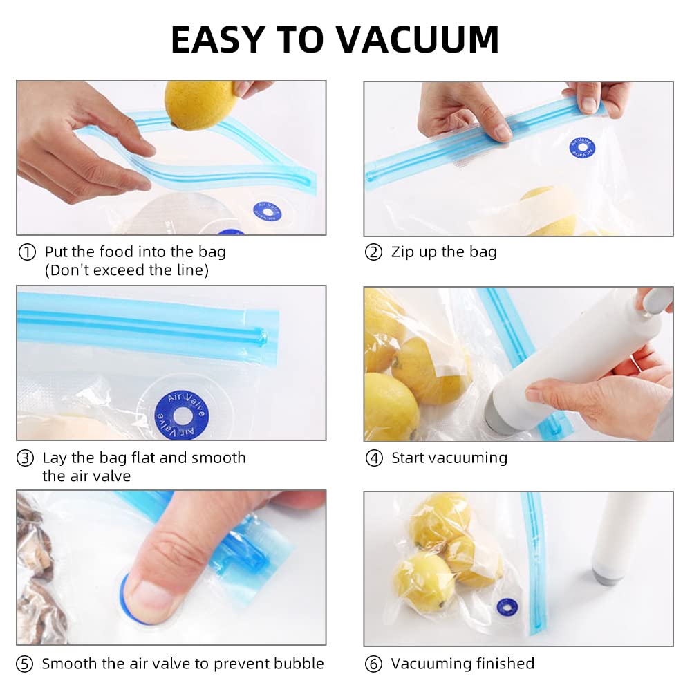 Herbruikbare Sous Vide zakken 3 maten - 20 stuks met handpomp, afdichtingsclips voor Sous Vide koken en voedselopslag (blauwe kit