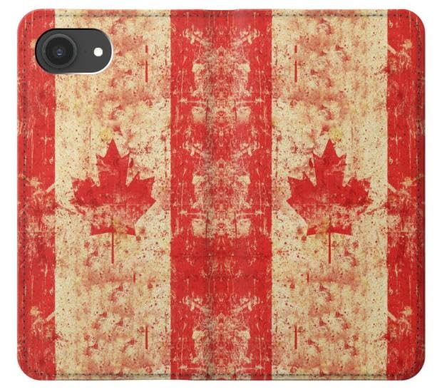 Étui clapet iPhone 16e / 17e drapeau Canada vintage : fini les rayures sur l'écran