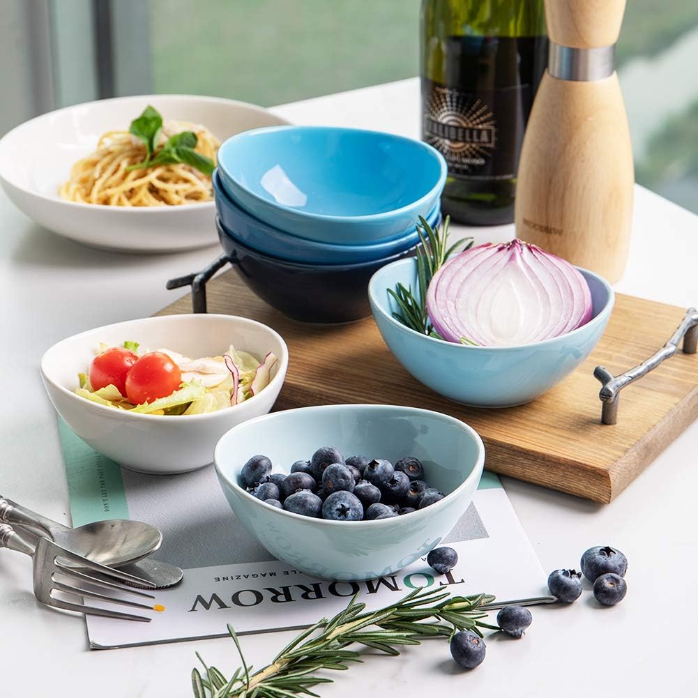Sweejar Ceramic Small Bowls Set, 8 OZ for Ice Cream, Dessert, Small Side Dishes, Salad, Fruit Set of 6 (Similarcolour)