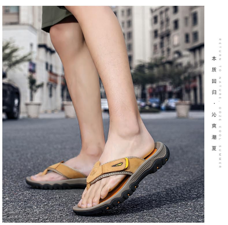 ‌Classic Roman-Style Leather Flip-Flops – Durable Cowhide Sandals for Men, Perfect for Beach & Outdoor Wear3