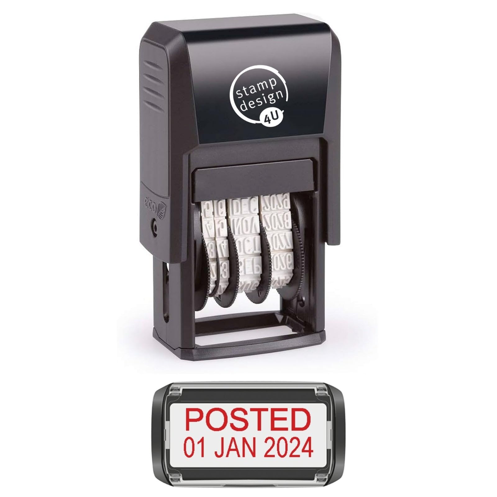 Self Inking Changeable Date Stamp - Posted Date Stamp in Red Ink