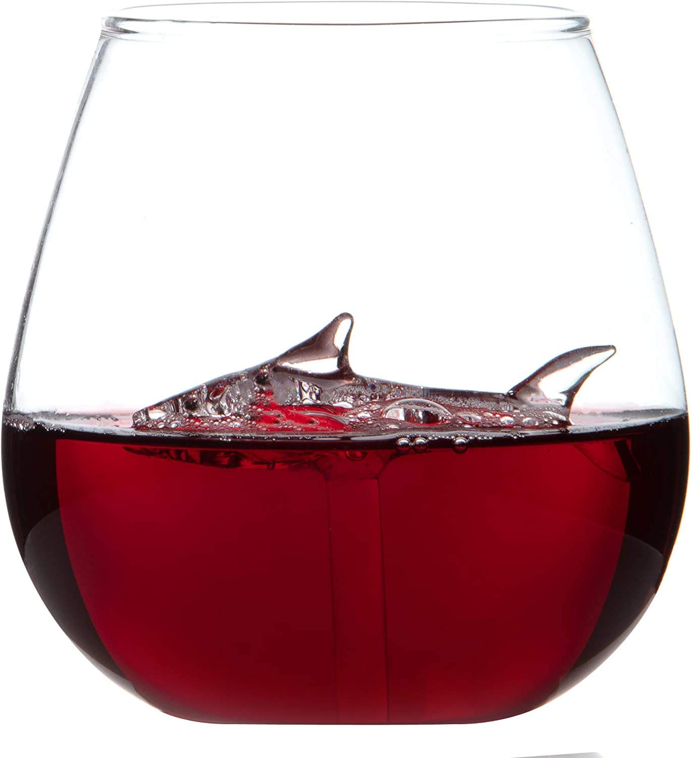 CKB LTDShark in a Glass Tumbler 500ml Large Drinkware - Ideal for Water Whisky Orange Juices - Unique Single Novelty Drinking Glass 1pc