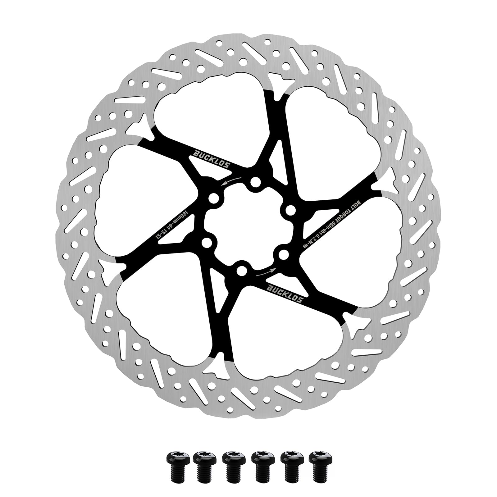 Bike Disc Brake 180mm Stainless Steel Bicycle Rotors with 6 Pcs Screws