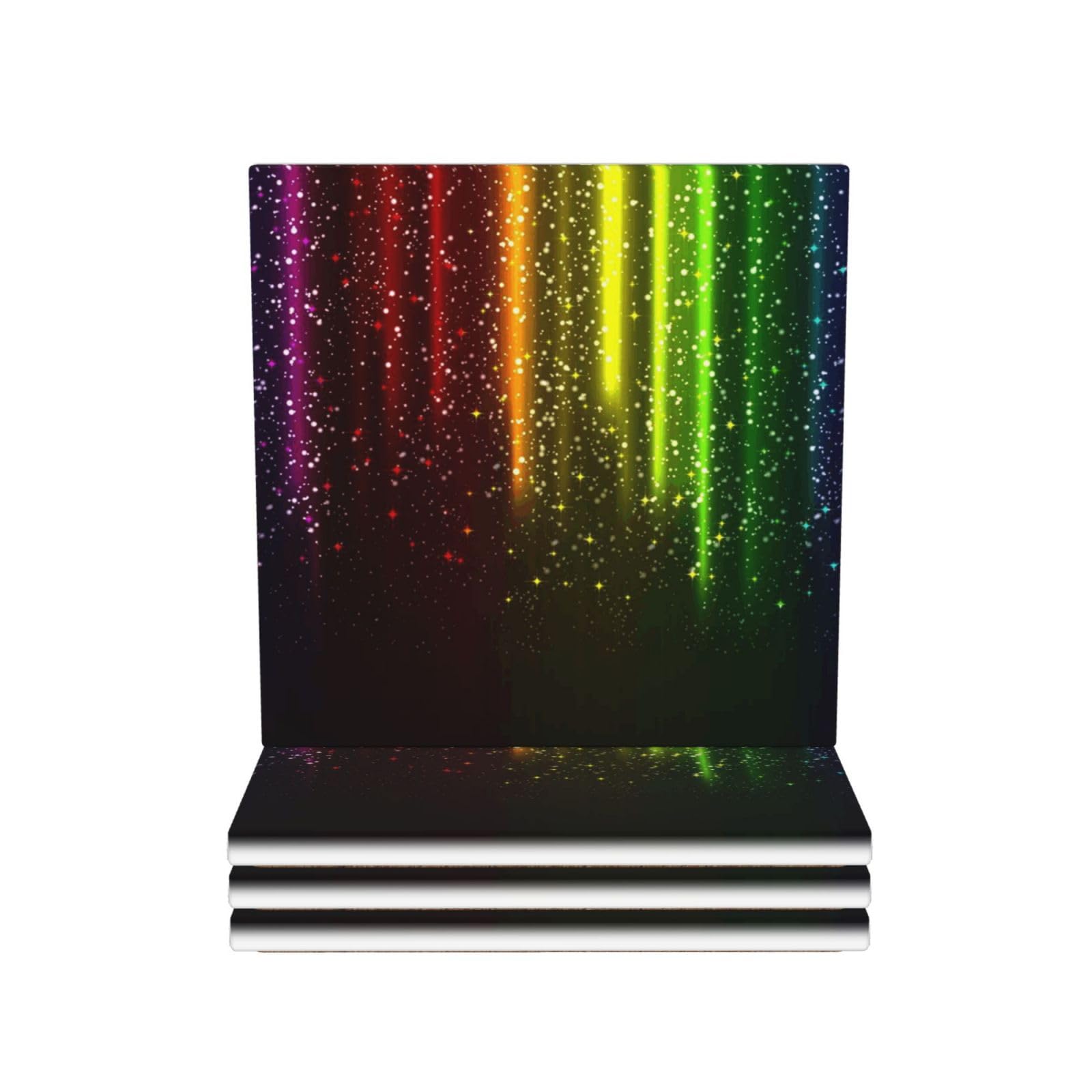 Dessous de verre en céramique de qualité avec motif arc-en-ciel durable