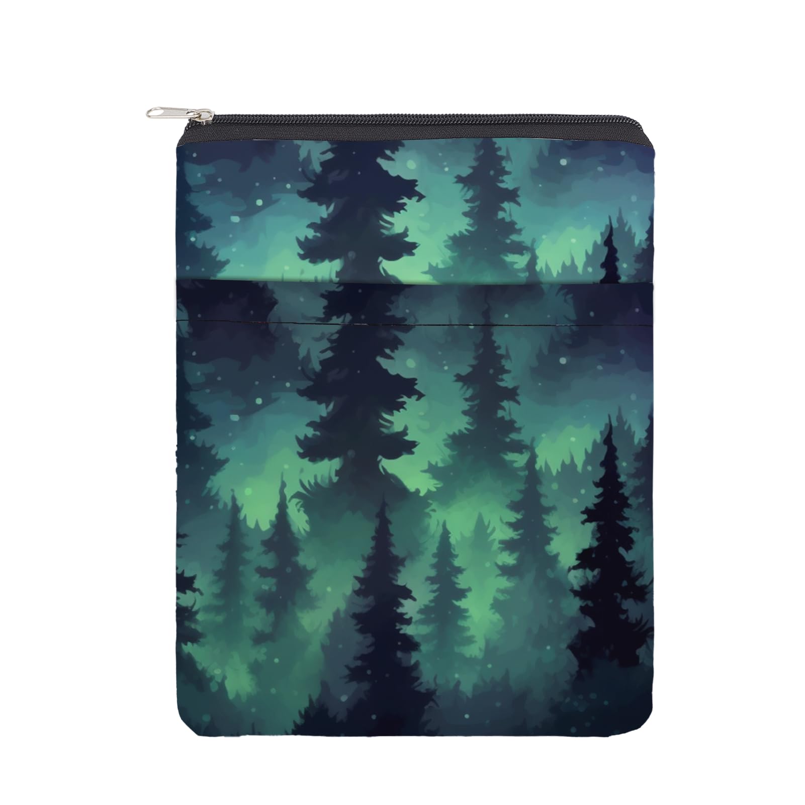 Funda para Libro NICENEEDED con Cremallera, Fundas para Libros Forest Funda para Libros Funda de Tela Lavable, Funda Protectora Impermeable para Libros con Bolsillo Frontal
