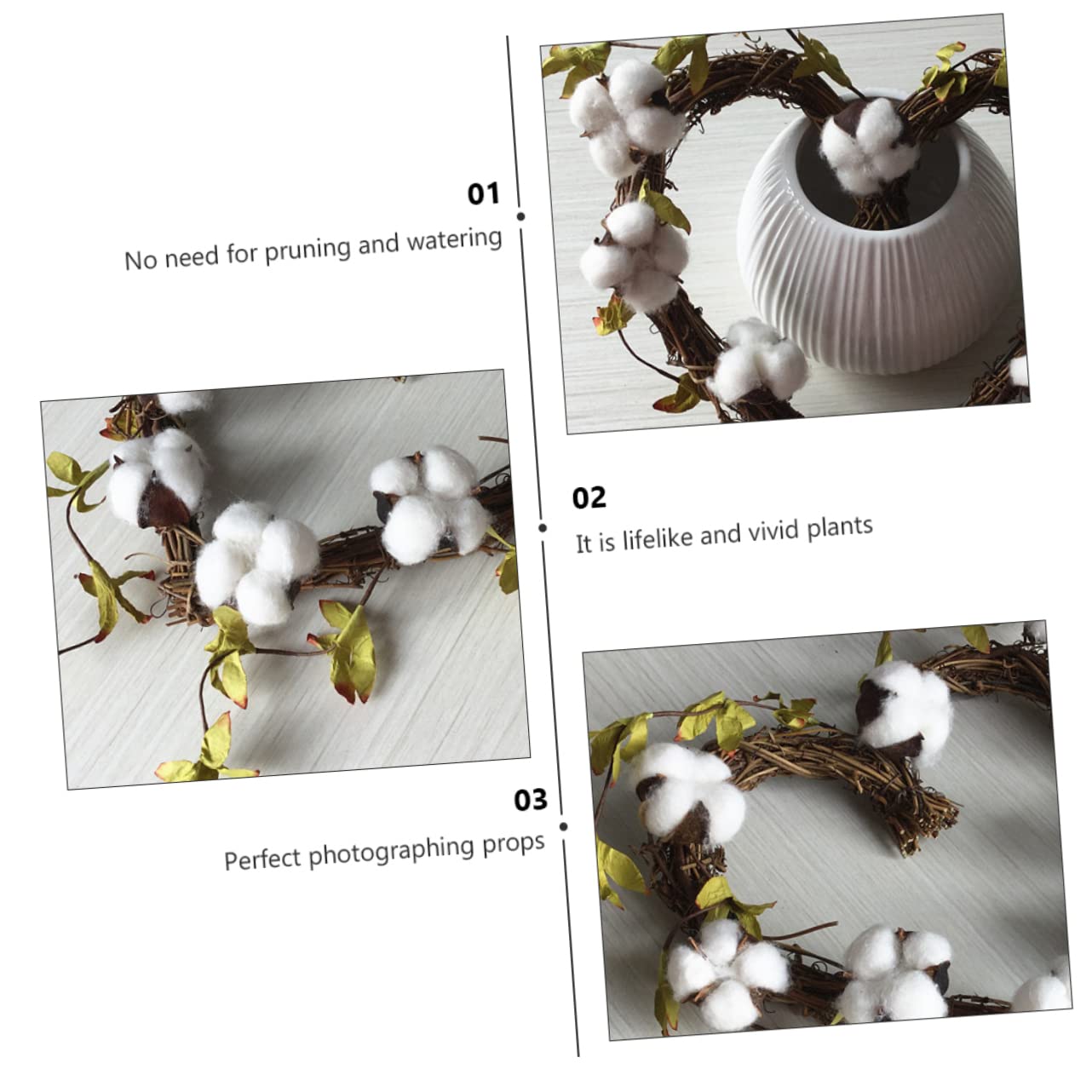 OUNONA Guirnalda de Algodón Artificial en Forma de Corazón para Colgar la Pared, Decoración para Fiestas y Salas de Estar