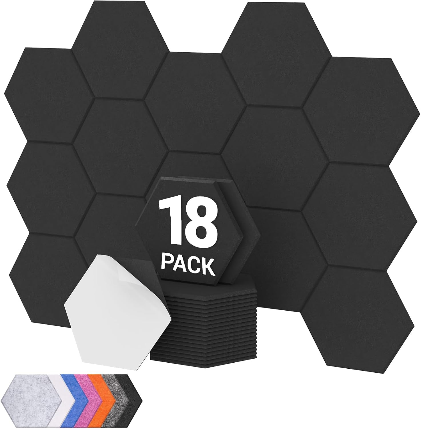 Hexagon Akustikpaneele selbstklebend 18 Stücke  TONOR Schallabsorber Schallschutz mit Hochdichte Wandfliesen Schalldämmung 30x26x1 cm für Studio  Büro  Akustische Behandlung und Gaming deko  Schwarz