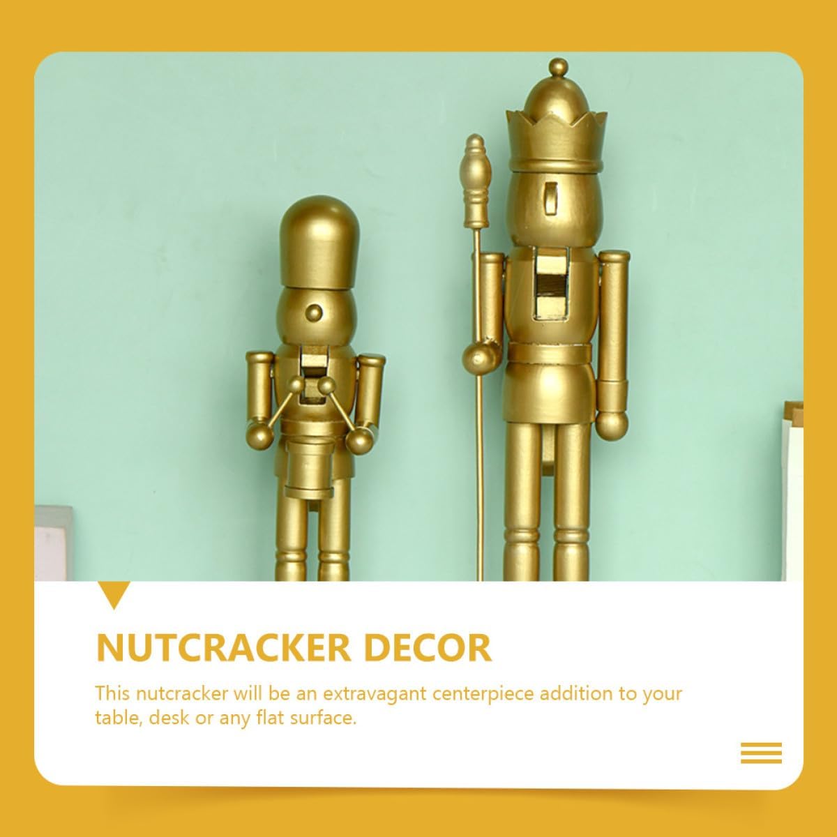 VILLCASE Christmas Nutcracker King Figure 38cm Metallic Wooden Nutcracker Ornament Xmas Holiday Home Decor Walnut Puppet Sculpture