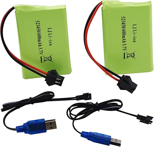 Blomiky Paquete de 2 baterías recargables de litio de 3.7 V 600 mAh y 2 cables de carga USB compatibles con Fisca Control Remoto Robot Dog K9