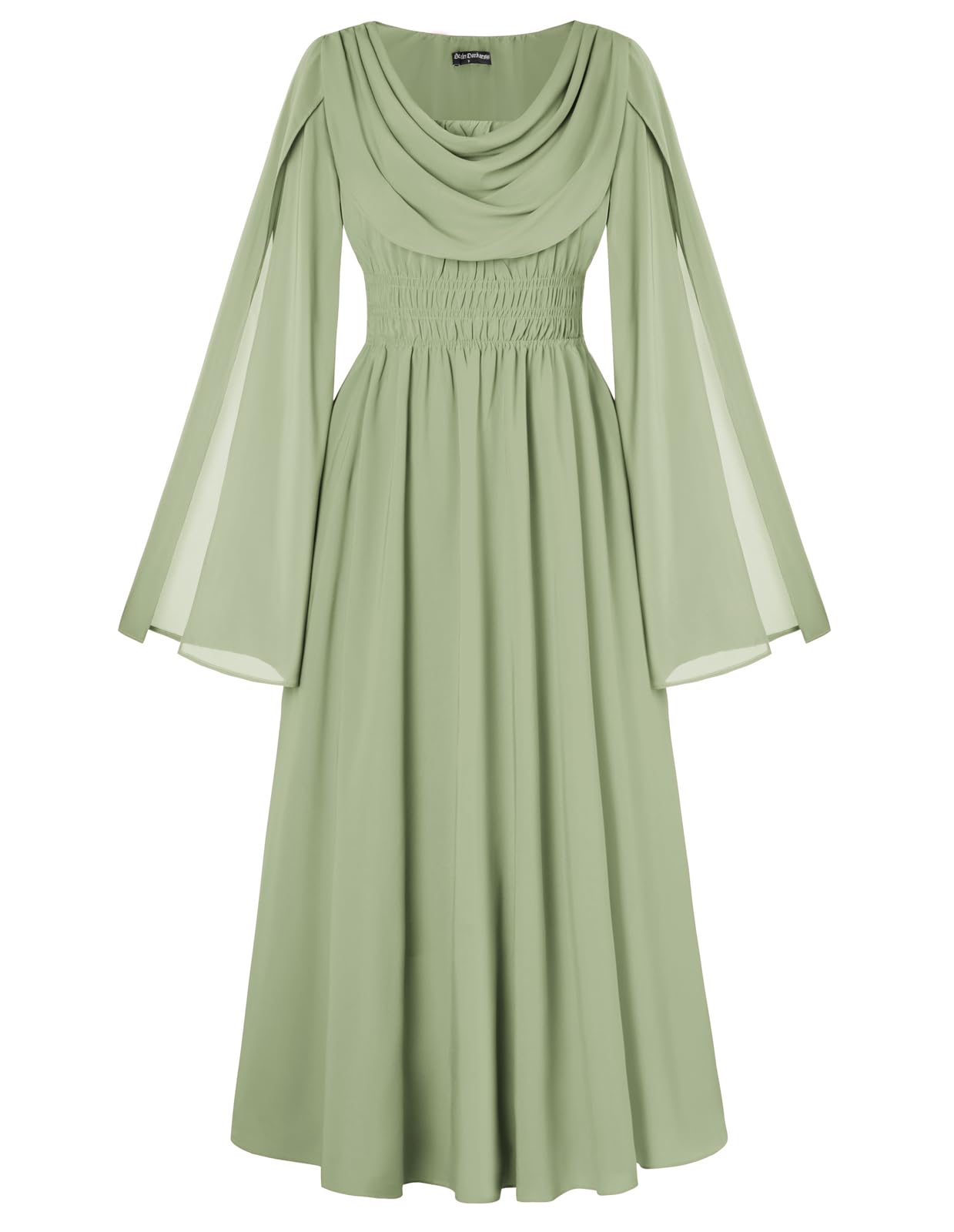 Scarlet Darkness Women Renaissance Dress Split Bell Sleeve Cowl Neck Peasant Medieval Dress, Light Green, XL โ image 1