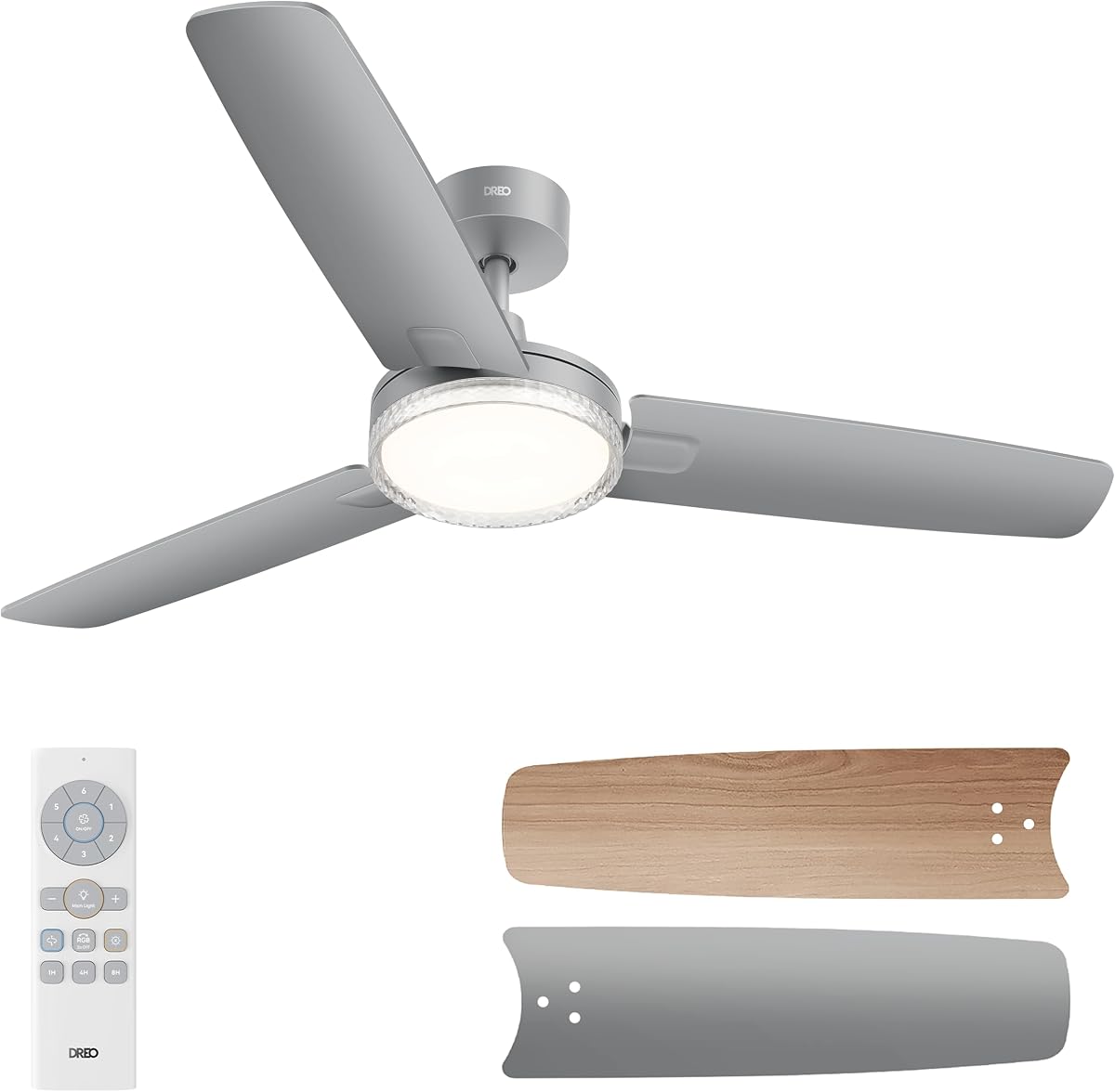 Ventilador de techo de dormitorio DREO con luces, motor silencioso de CC, 22db,instalación rápida, potente flujo de aire, 6 velocidades con control remoto, reversible, regulable a 6 niveles, 5CCT, negro, interior/exterior de 42"
