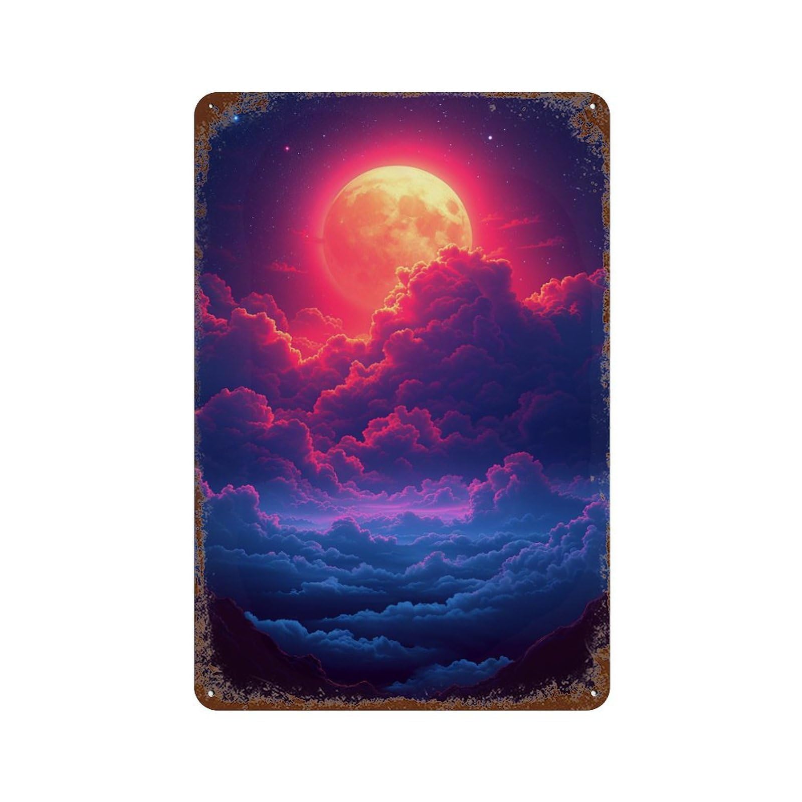 Magical Moonlit Sky Retro Metal Sign 11.8"x7.9", Decorative Metal Wall Art for Basement, Hobby Room And Garage Decor