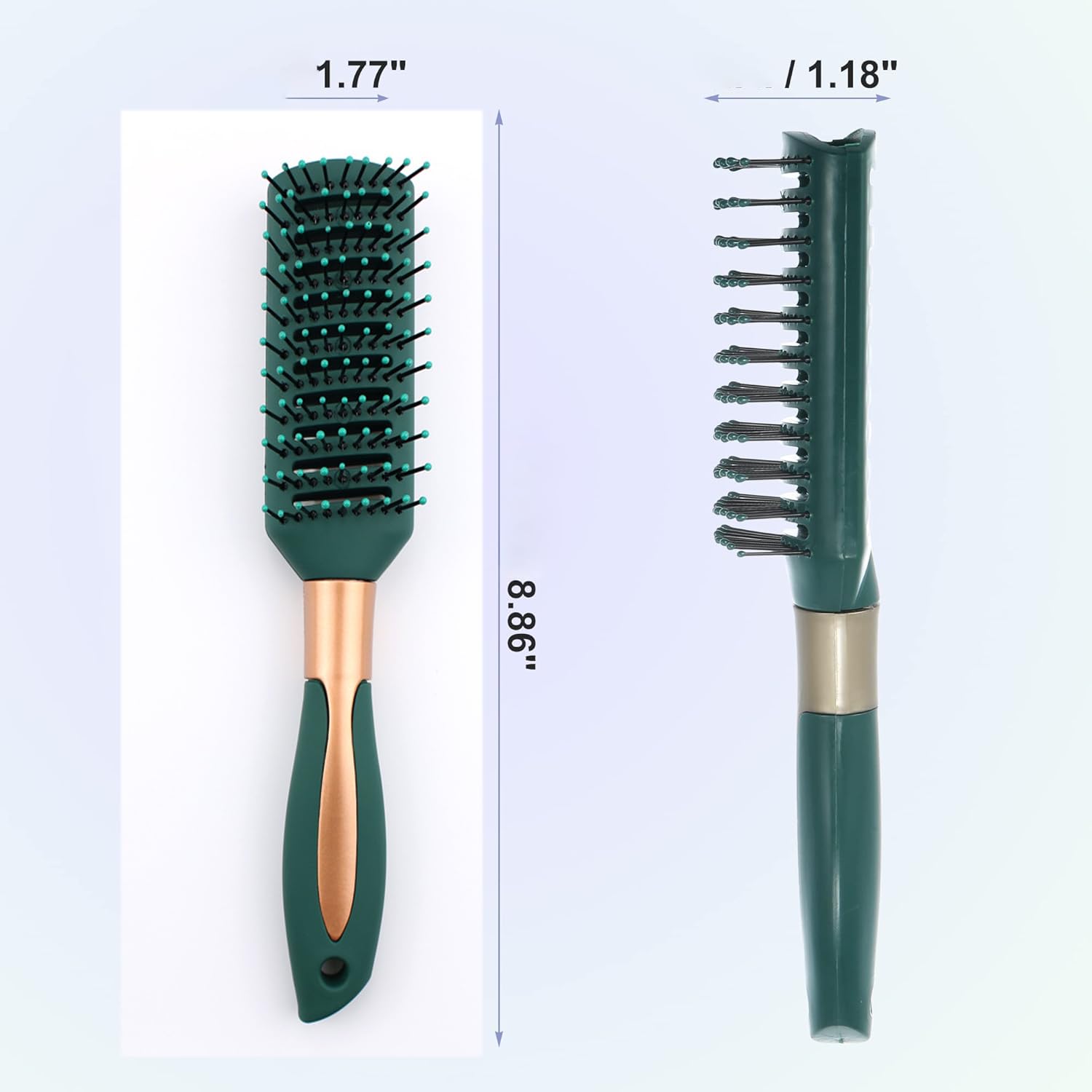 Vent Hair Brush for Women and Men, Detangling Wet Hair Brush with Ball Tipped Bristles for Wet/Dry Hair - All Hair Types with Nylon Bristles, Green (1 Pack-Green)