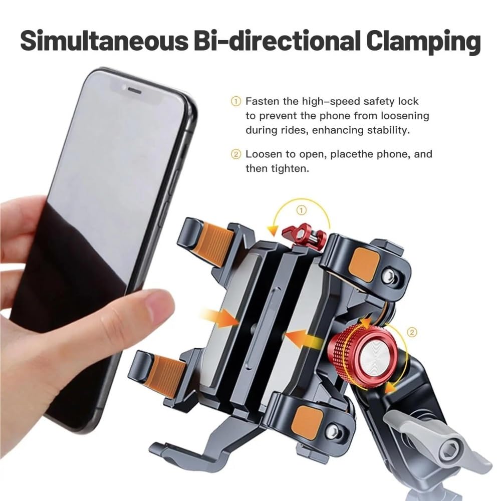 Supporto Per Telefono Per Moto Alluminio Per Cellulare Per Scooter Elettrico ATV Per 6.1"-7.2" Con Ammortizzatore Vibrazioni(Handblebar)