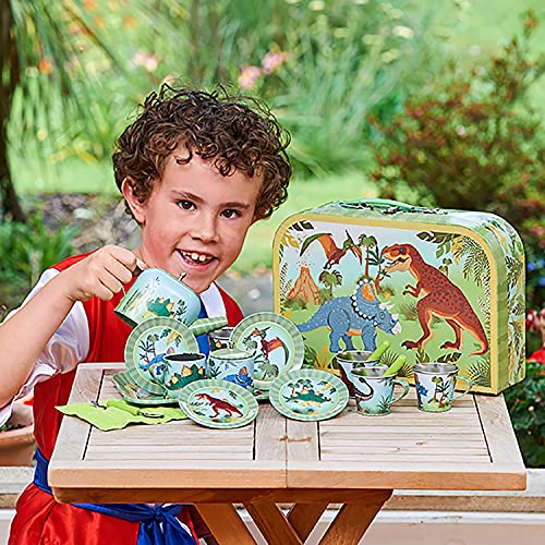 Wobbly Jelly 'Stomping Dinosaur' Metal Café Set & Carry Case Toy (14