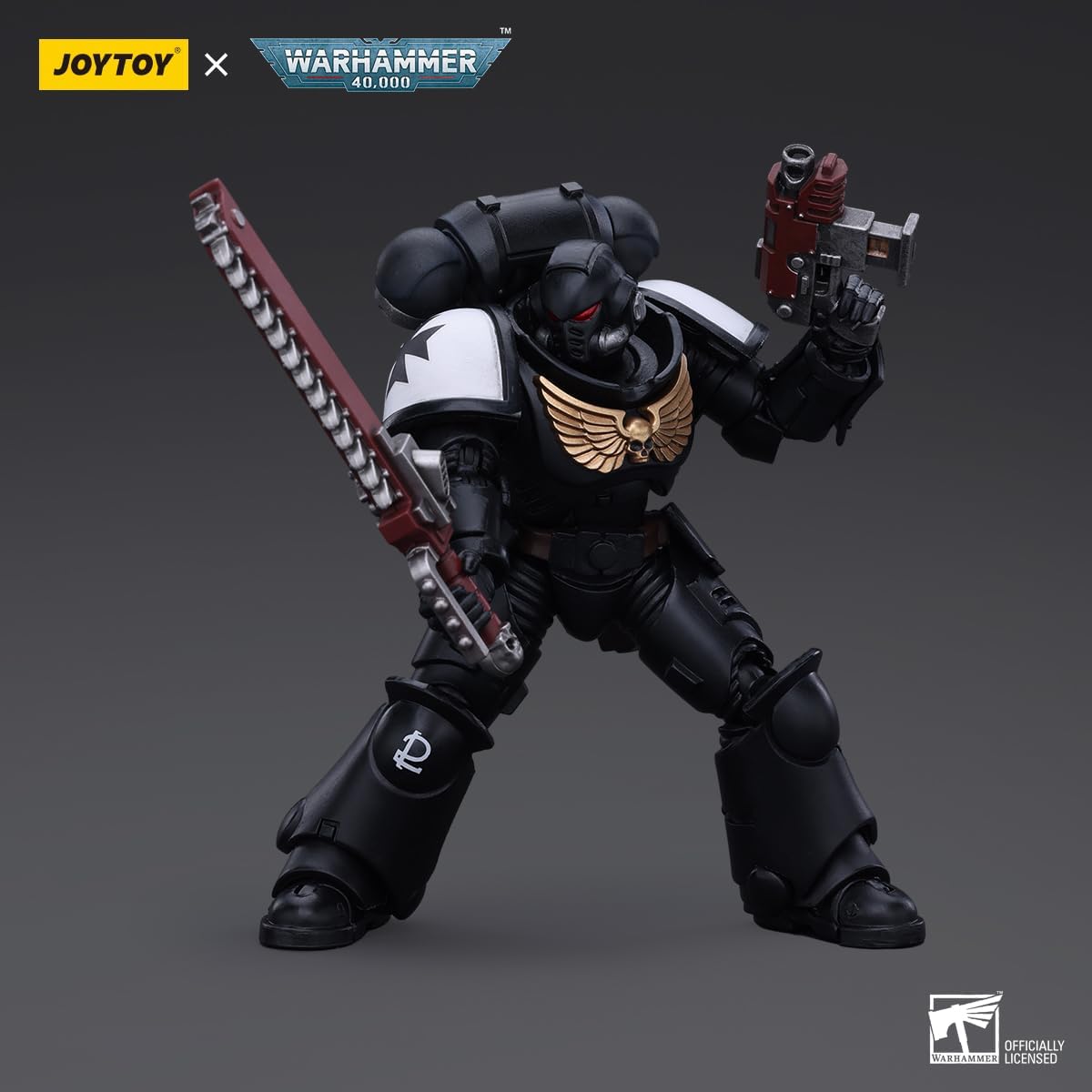 JOYTOY Warhammer 40K Space Marines Black Templars Outriders Brother Valtus 1/18 Action Figure Black Templars Outriders Joy Toy Figures