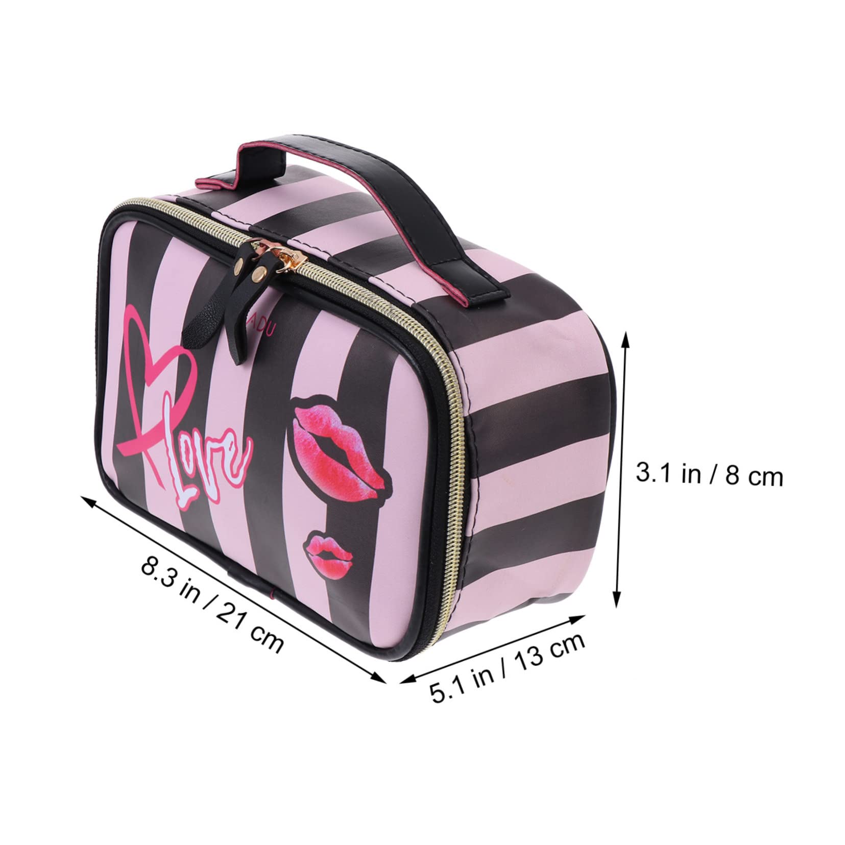 Didiseaon 3piezas Bolsa De Maquillaje De PU para Neceser Cosmético Portátil Diseño De Rayas Organizador De Artículos De Tocador para Mujeres
