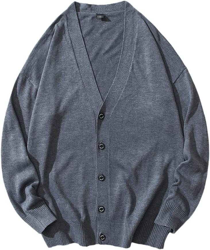Autumn Winter Men Sweater Long-Sleeved V-Neck Cardigan Single-Breasted Gray Sweater Big Size