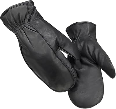 Harssidanzar Thermal Glove Mens Lambskin Outdoor Leather Mittens Gloves Thermolite Lined GM033