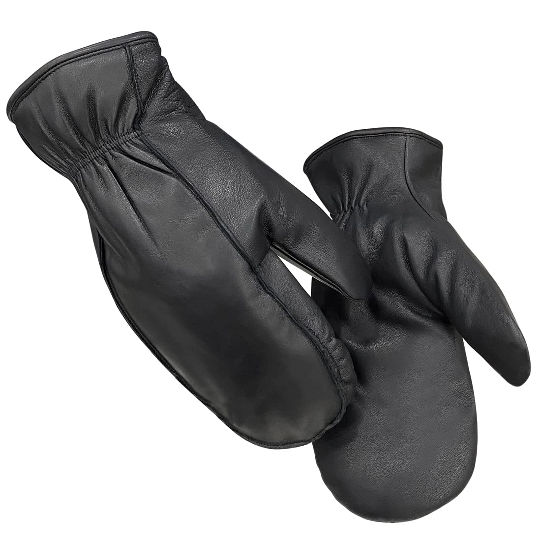 Harssidanzar Thermal Mens Lambskin Outdoor Leather Mittens Glove Thermolite Lined GM033,Black,Size M