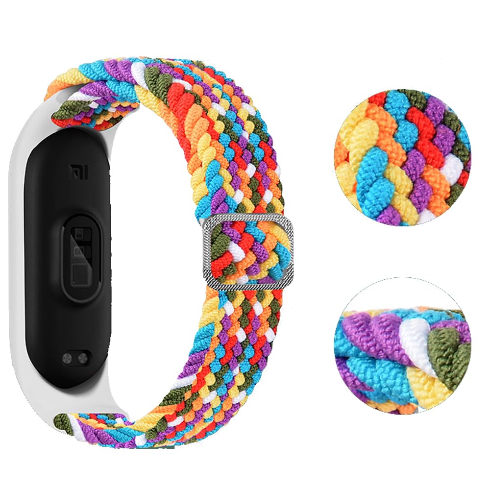 Tiptops Cinturino In Nylon Intrecciato Per Xiaomi Mi Band 7/6/5/4/3 E Amazfit Band 5, Regolabile, Traspirante, Con Velcro, Colori Vari - 5
