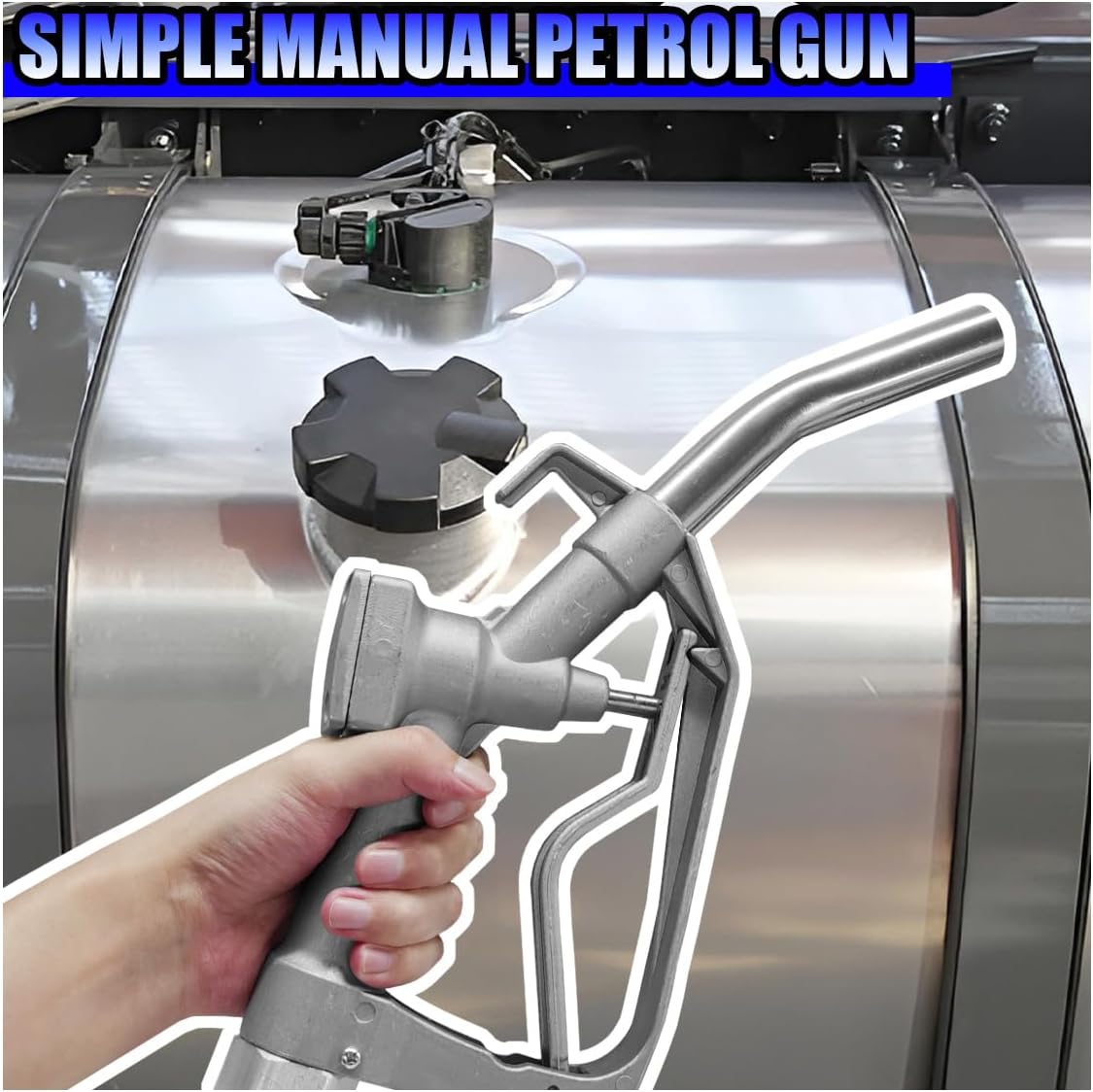1" FNPT Fuel Nozzle, 15/16" Curved Spout Manual Fuel Nozzle with Hook and Swivel, Automotive Gas Pump Nozzle, Max Pressure 50 PSI, Used for Diesel Gasoline Kerosene