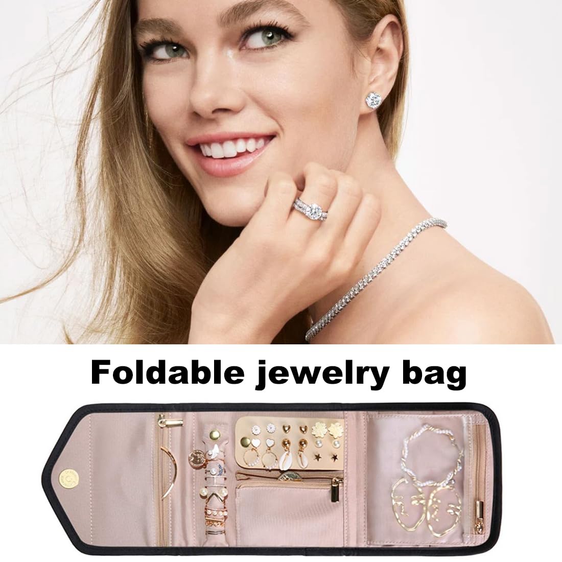 Organizzatore Portagioie ROSENICE - Rotolo Con Bottoni, Per Orecchini, Collane E Bracciali - Foto 3