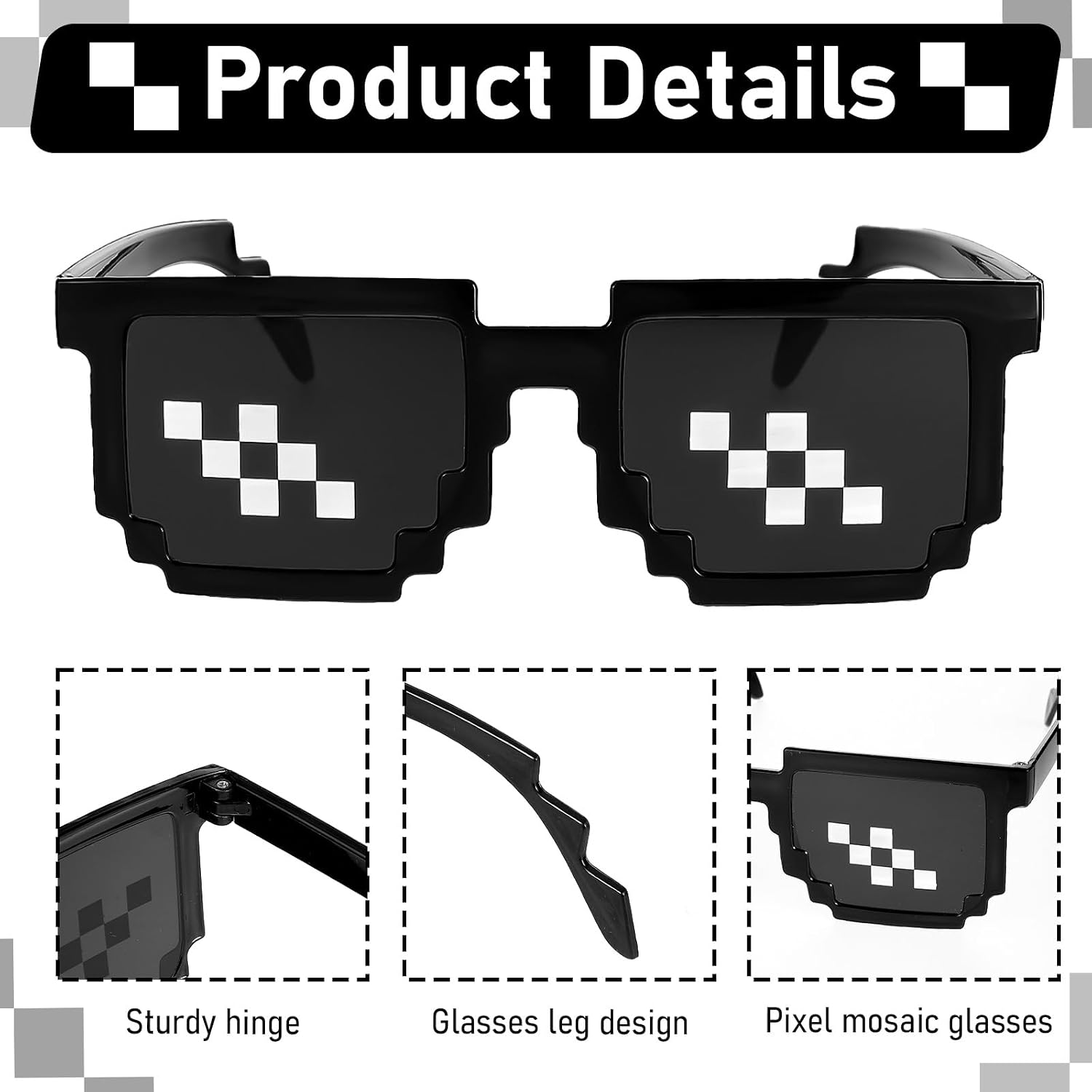 JIEYAO 4Pcs Cool Mosaic Glasses Props, Mosaic Sunglasses for Party Unisex Sunglass for Photo Cosplay Decoration Shades Men Women