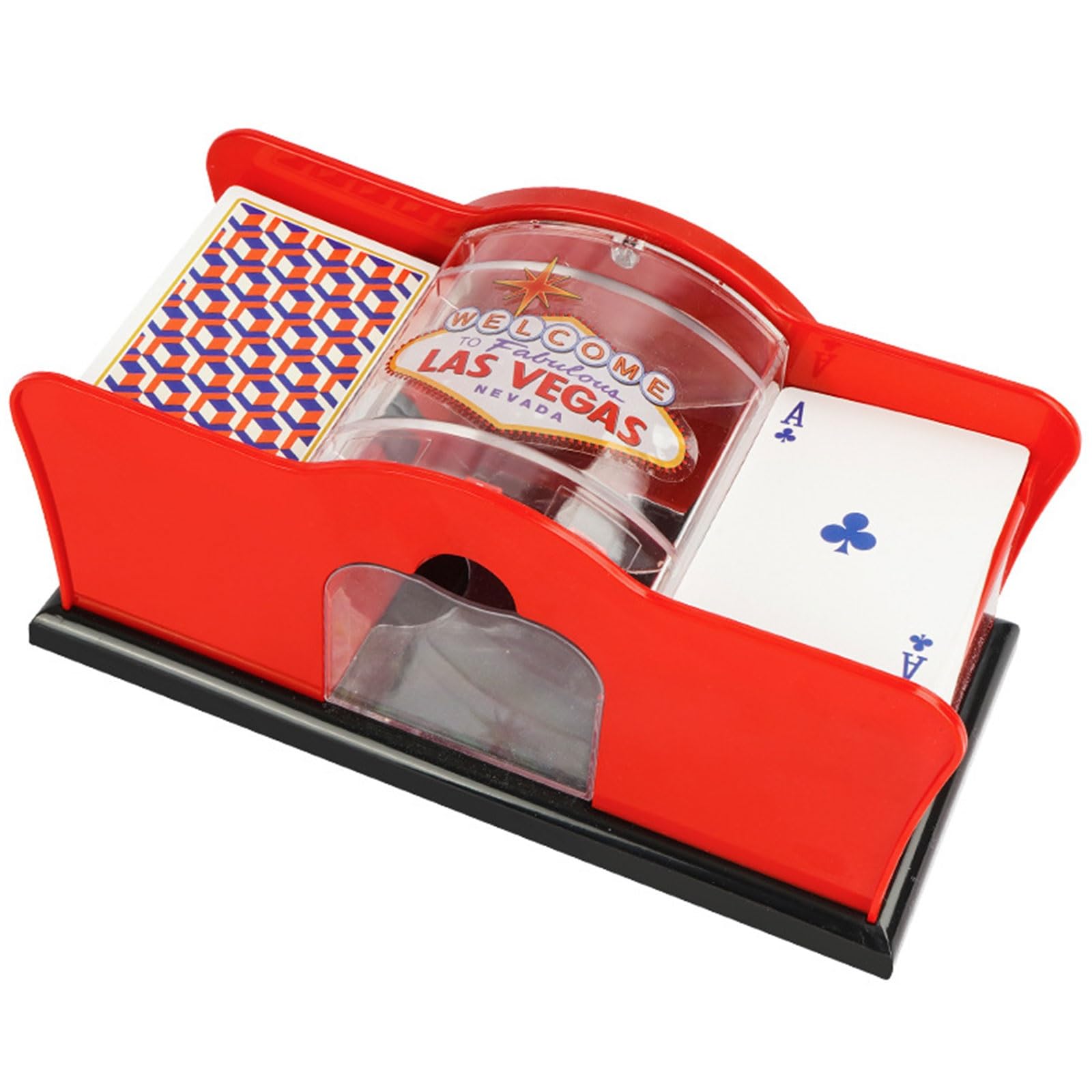 Mélangeur de Cartes Manuel à Manivelle 2 Jeux pour UNO, Texas Hold'em, Blackjack, Tarot, Poker, Fête Familiale - Outil de Jeu de Cartes (Color : Red)