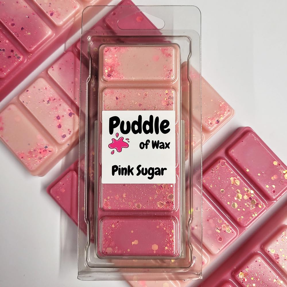 Puddle Of Wax Pink - Sugar Soy Wax Melt Snap Bar - 50G - Sweet Scent - Vegan Friendly - Made In The Uk