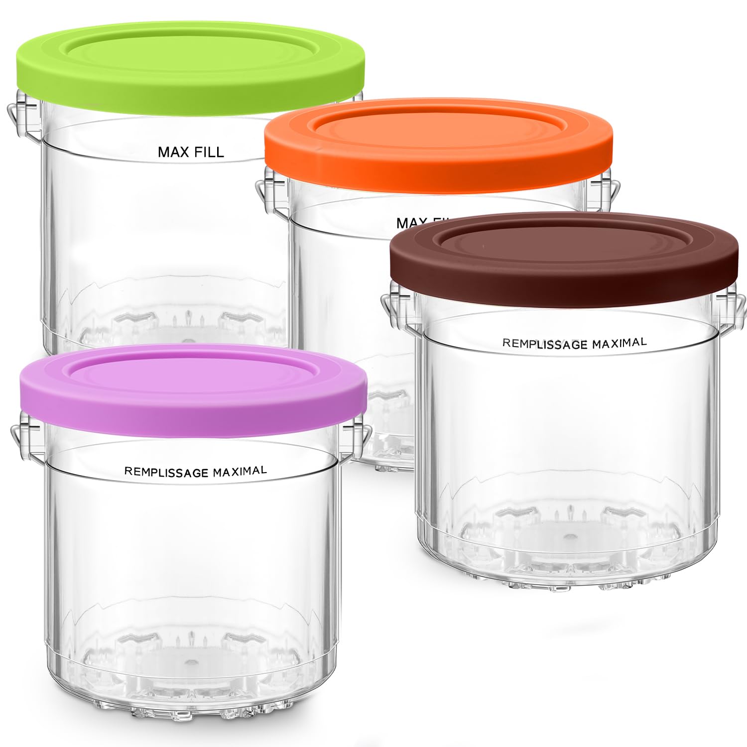 For Ninja Creami Pints and Lids 4 pack,Compatible with Ninja NC299AMZ & NC300s Series Creamy Ice Cream Maker