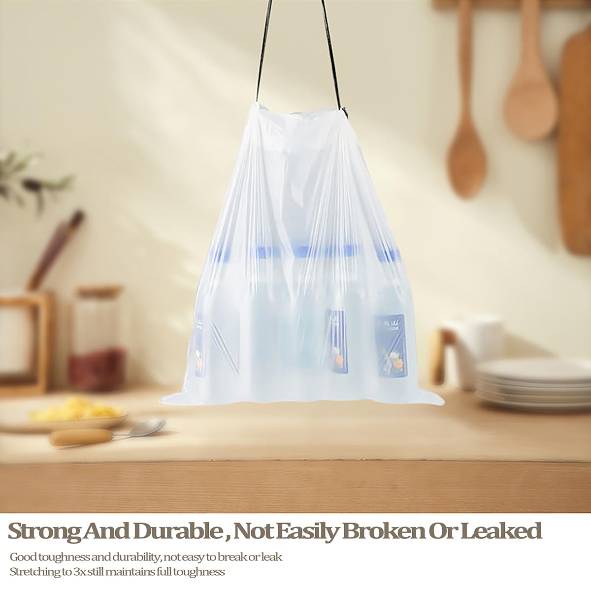 Newgam 4 Gallon White Small Trash bags Thickened Bathroom?Bedroom?Tear-Free trash bags?Office Stretchy Garbage Bags,Unscented Waste Bag (30 count)