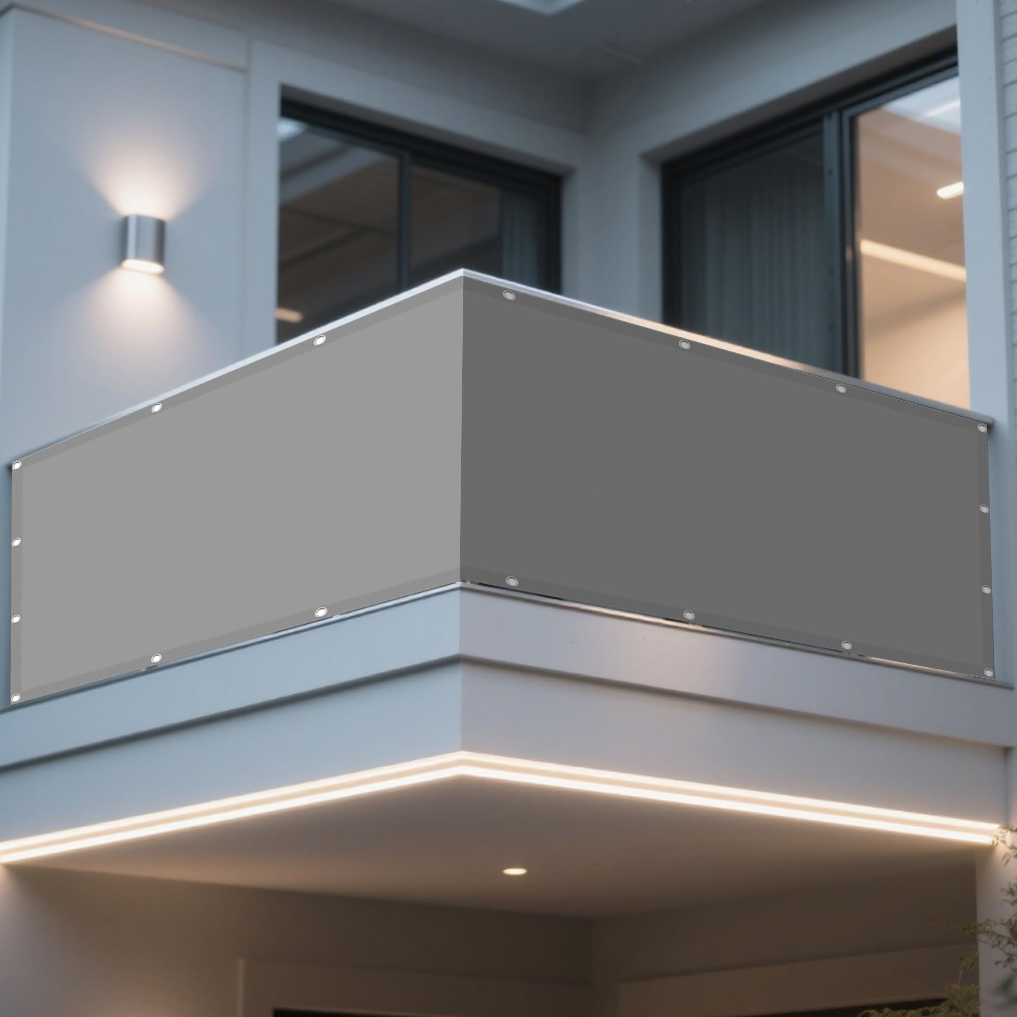 Voile d'ombrage pour patio et balcon gris clair imperméable anti-déchirure