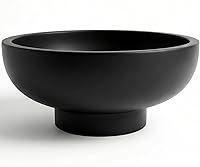 OAKOAHOME Concrete Black Decorative Bowl - Modern Pedestal Fruit Bowl for Coffee Table, Entryway & Kitchen Decor