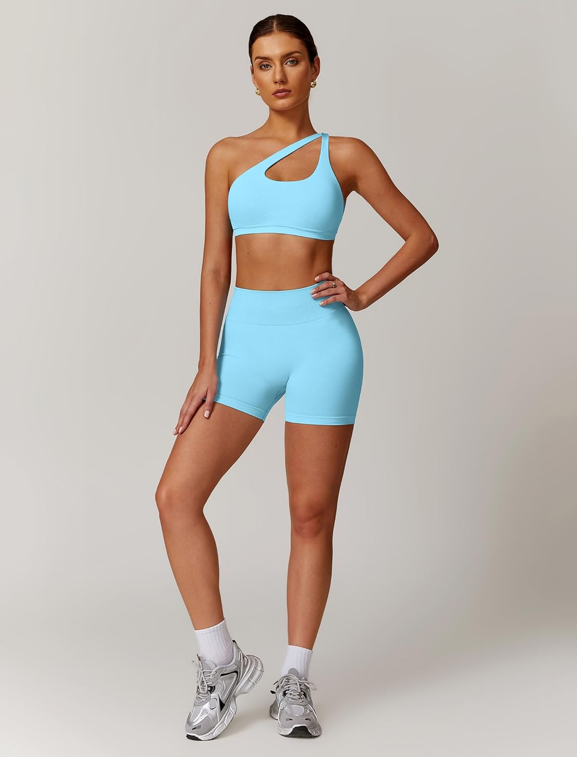 2 Piece Workout Sets for Women High Waisted Seamless Butt Lifting Shorts Gym Yoga Outfit Stretchy Sports Bra Sets