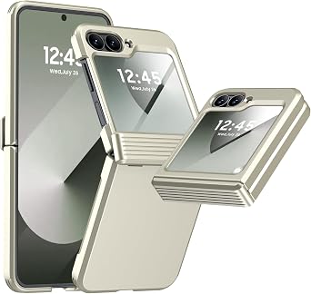 Vizvera for Samsung Galaxy Z Flip 6 Case, Hinge Cover Flip Z 6 Case with Screen Protector Shockproof All-Inclusive Phone Cover for Z Flip 6-Matte Natural Titanium