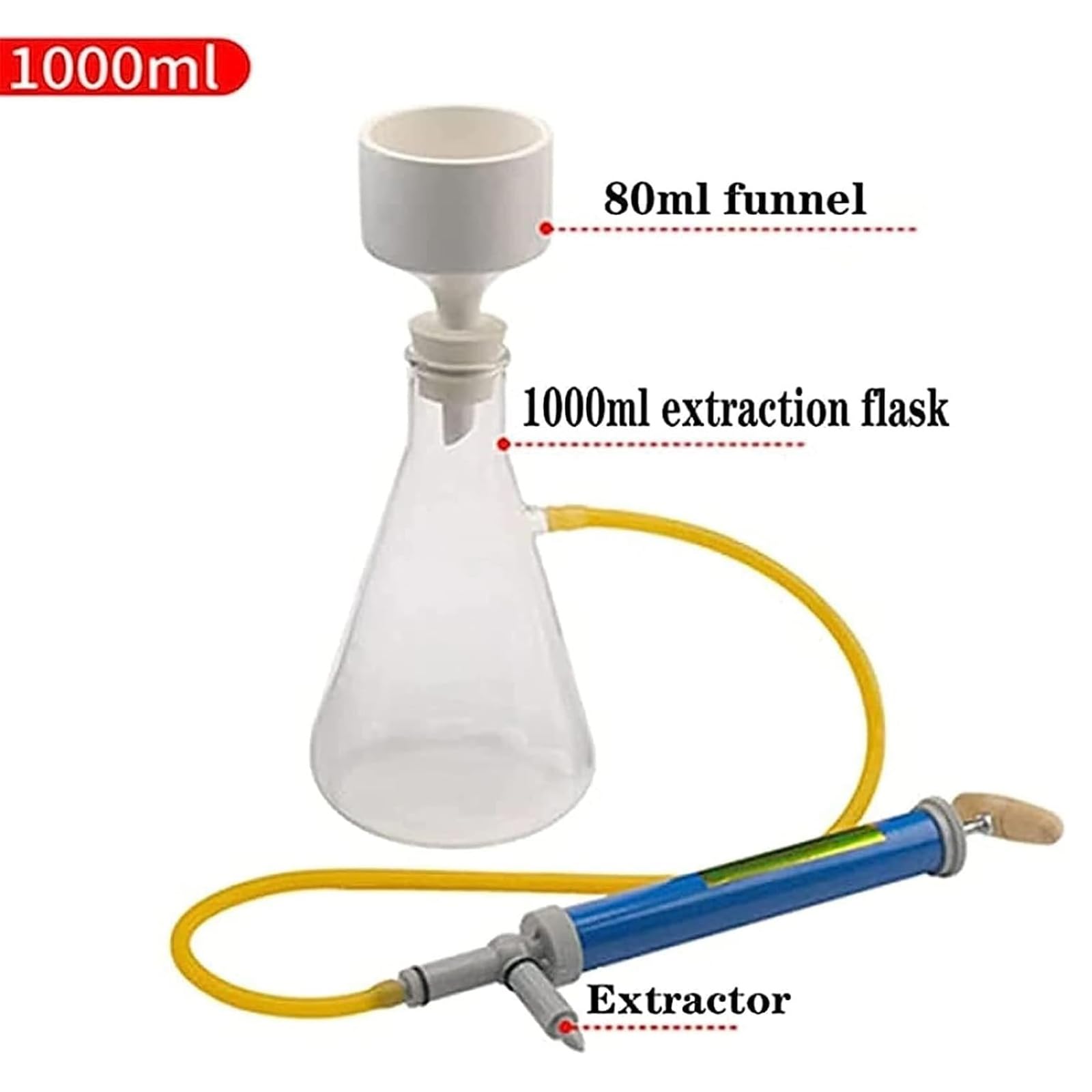 Laboratoryjny filtr próżniowy, zestaw szklanych filtrów ssących 1000 ml, z lejkiem do książek i pompką ręczną, do eksperymentów fizycznych – redukcja ciśnienia w filtrze