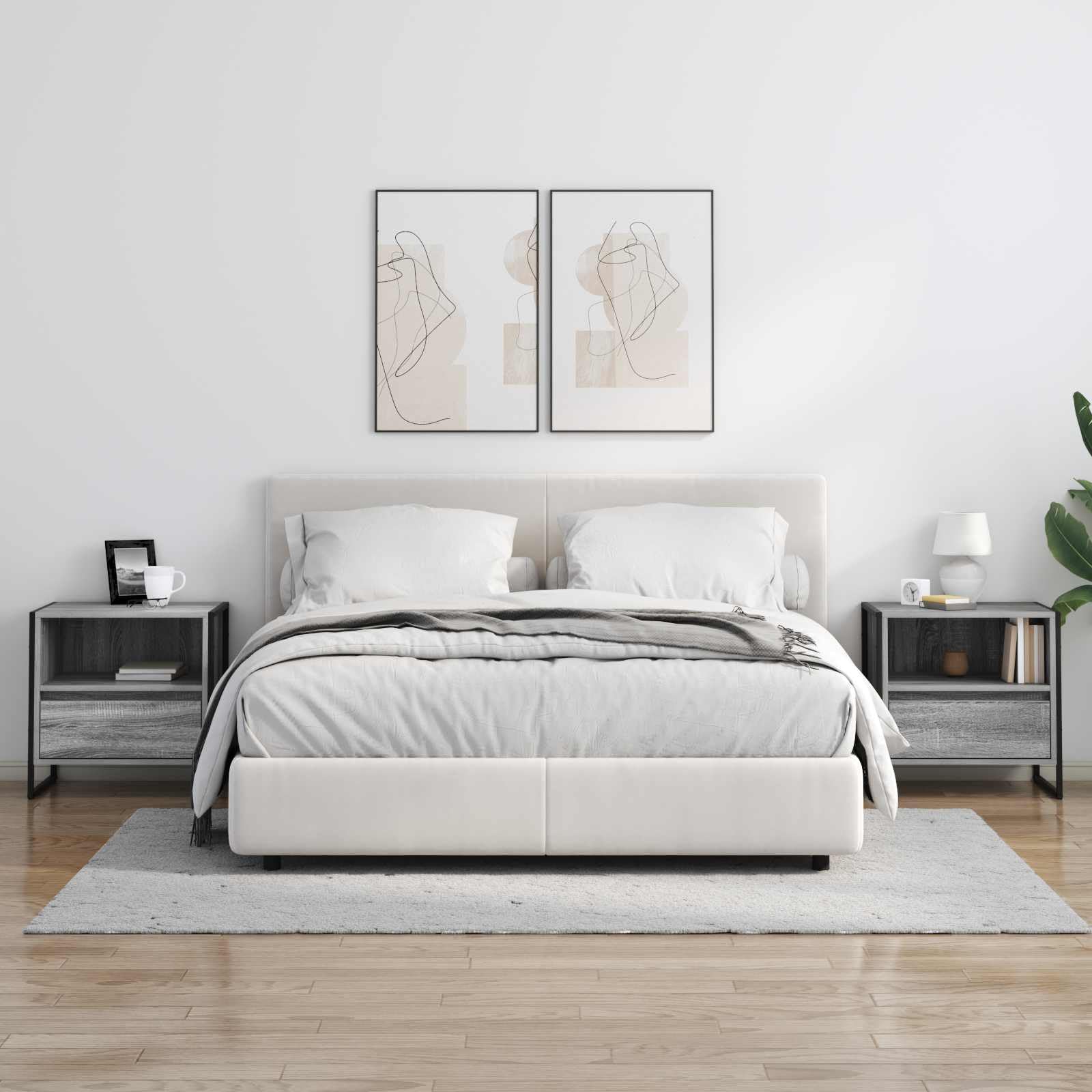 Comodino Sonoma 50 × 39,5 × 50 cm legno con cassetto, gambe in acciaio inox, moderno tavolo laterale per camera da letto e soggiorno