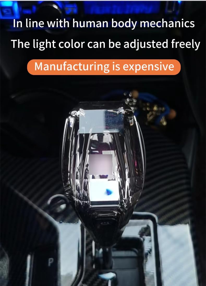 Crystal Car Gear Shift Knob, Black and Silver, Black Chrome, Premium Metal Construction, Modern Design, Universal Fit for M8 M10 M12 Shifter Lever No Unlock Button (No Light)