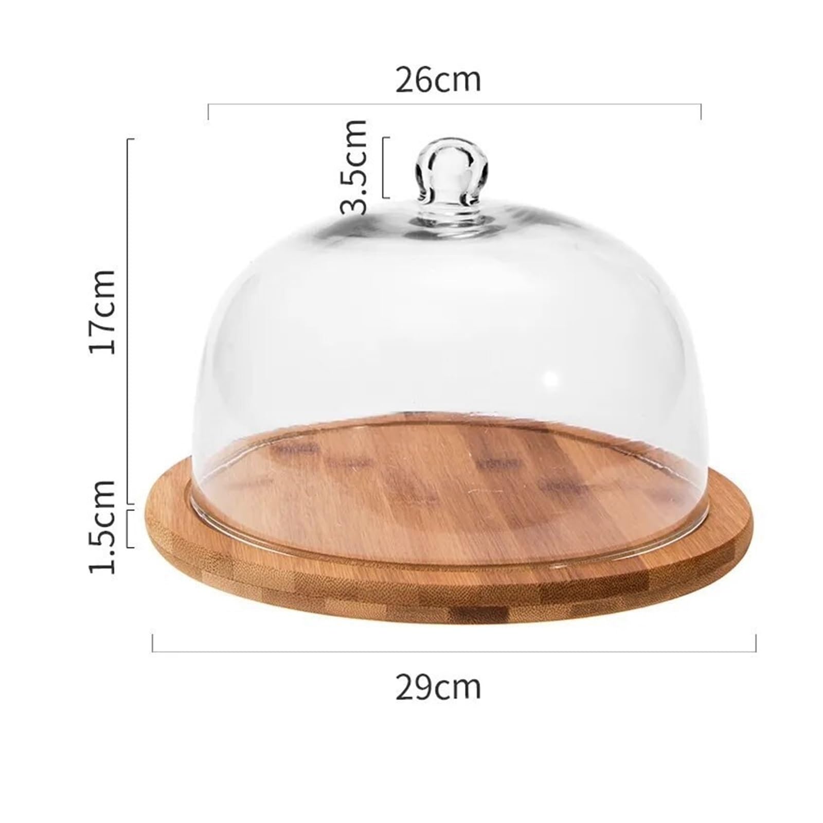 Holztablett mit Glasabdeckung for Obst und Dessert(L-1SET)